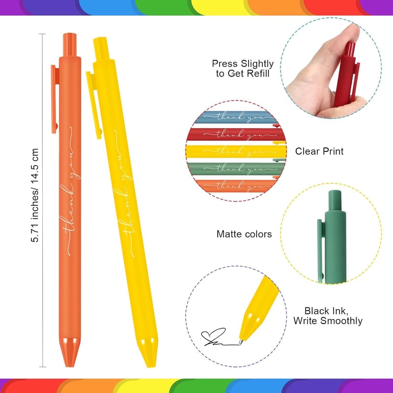 Multicolor Thank You Pens - 30 Pack for Employee Appreciation