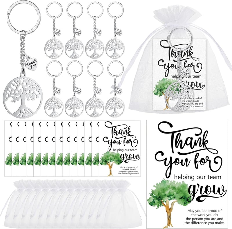 Team Appreciation Keychain with Thank You Card & Organza Bag