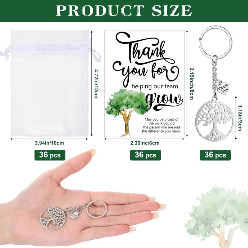 Team Appreciation Keychain with Thank You Card & Organza Bag