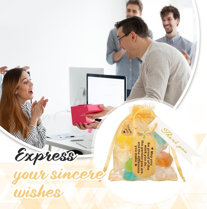 Employee Appreciation Gifts: 72 Keychains with Thank You Cards