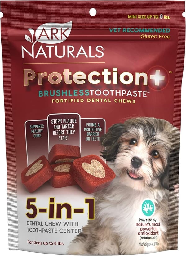 Brushless Dog Toothpaste Chews for Mini Breeds, 4 oz Bag