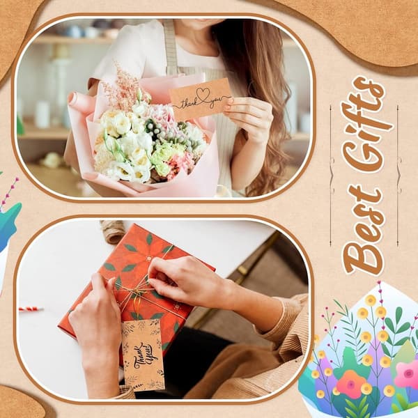 Kraft Thank You Cards - 1200 Pcs for Small Business Orders