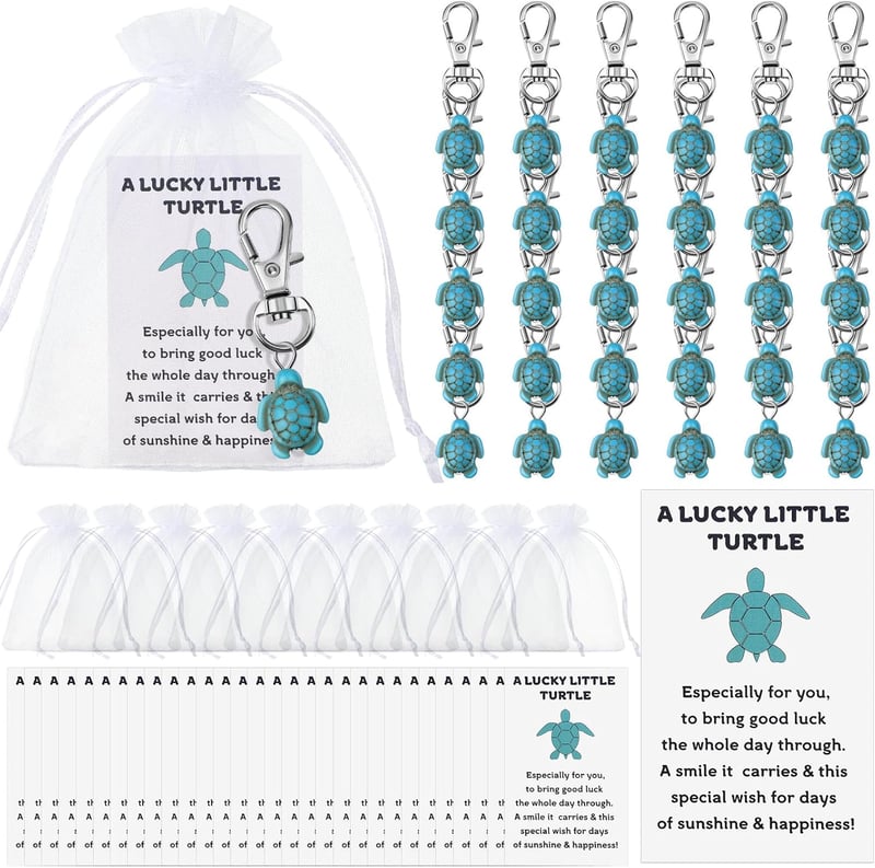 Good Luck Sea Turtle Keychain - Inspirational Gift with Bag