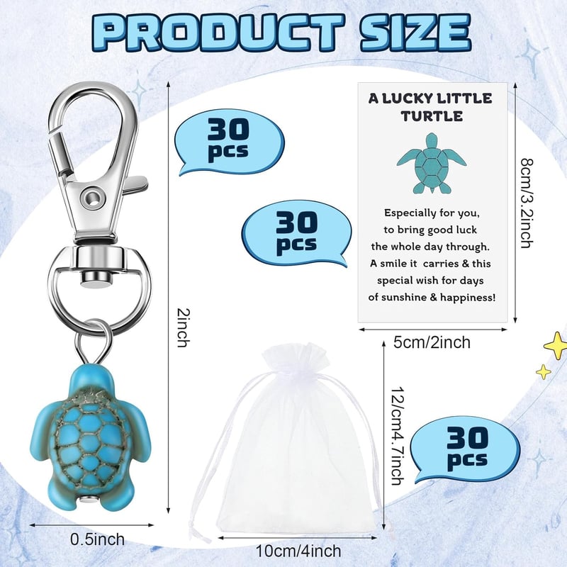 Good Luck Sea Turtle Keychain - Inspirational Gift with Bag