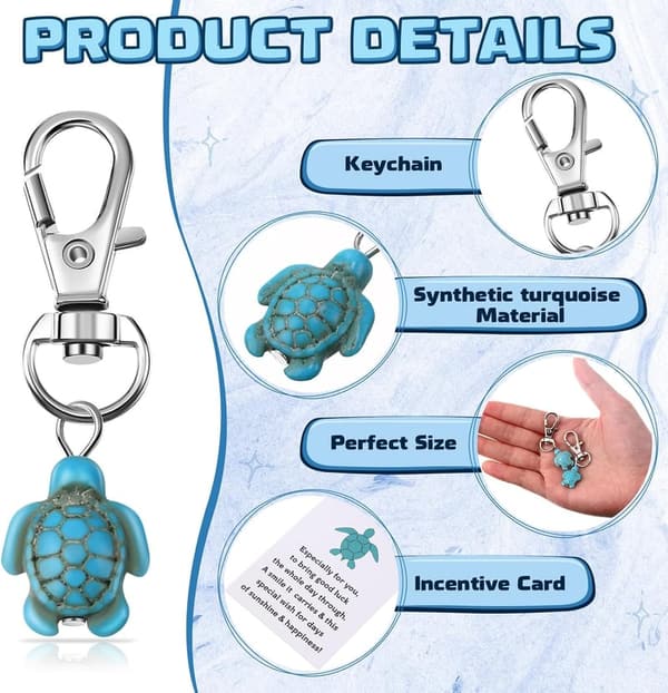 Good Luck Sea Turtle Keychain - Inspirational Gift with Bag