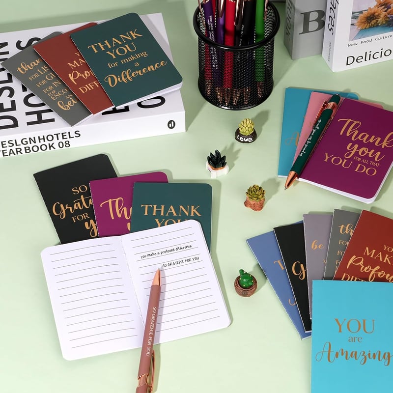 Thank You Gifts Set: 48 Motivational Pens & Notebooks for Staff