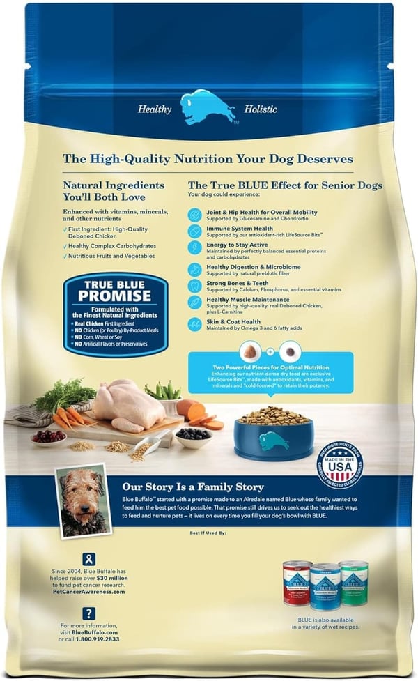 Senior Dry Dog Food - Chicken & Brown Rice Recipe, Natural Ingredients, 5 lb