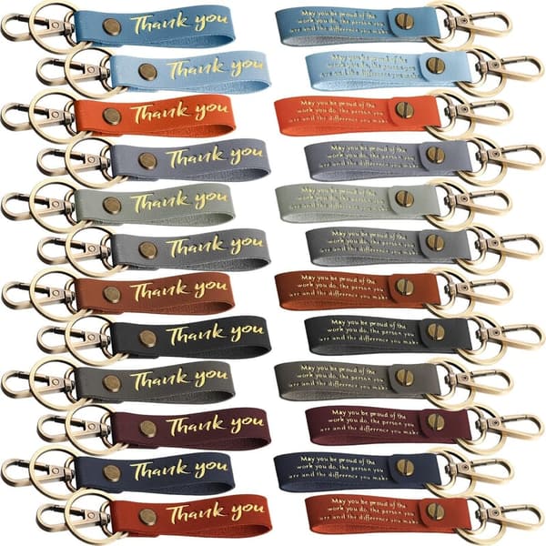 Fathers Day PU Leather Keychain Set - Inspirational Gifts for Men
