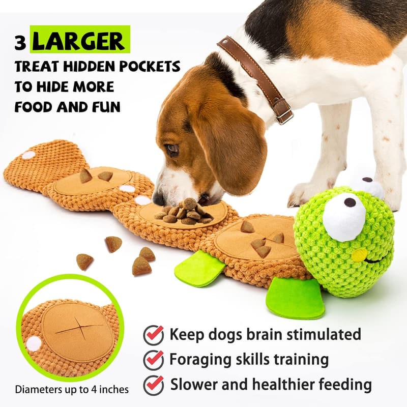 Squeaky Crinkle Dog Puzzle Toy - Durable Plush Turtle