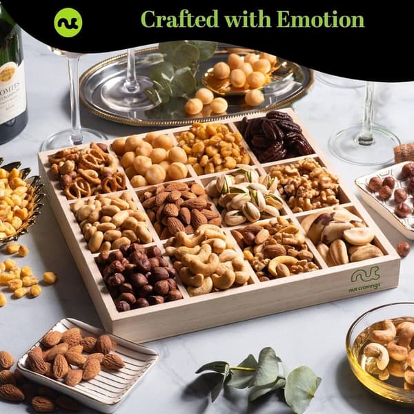 Thank You Gift Basket - Gourmet Nut Collection in Wooden Tray