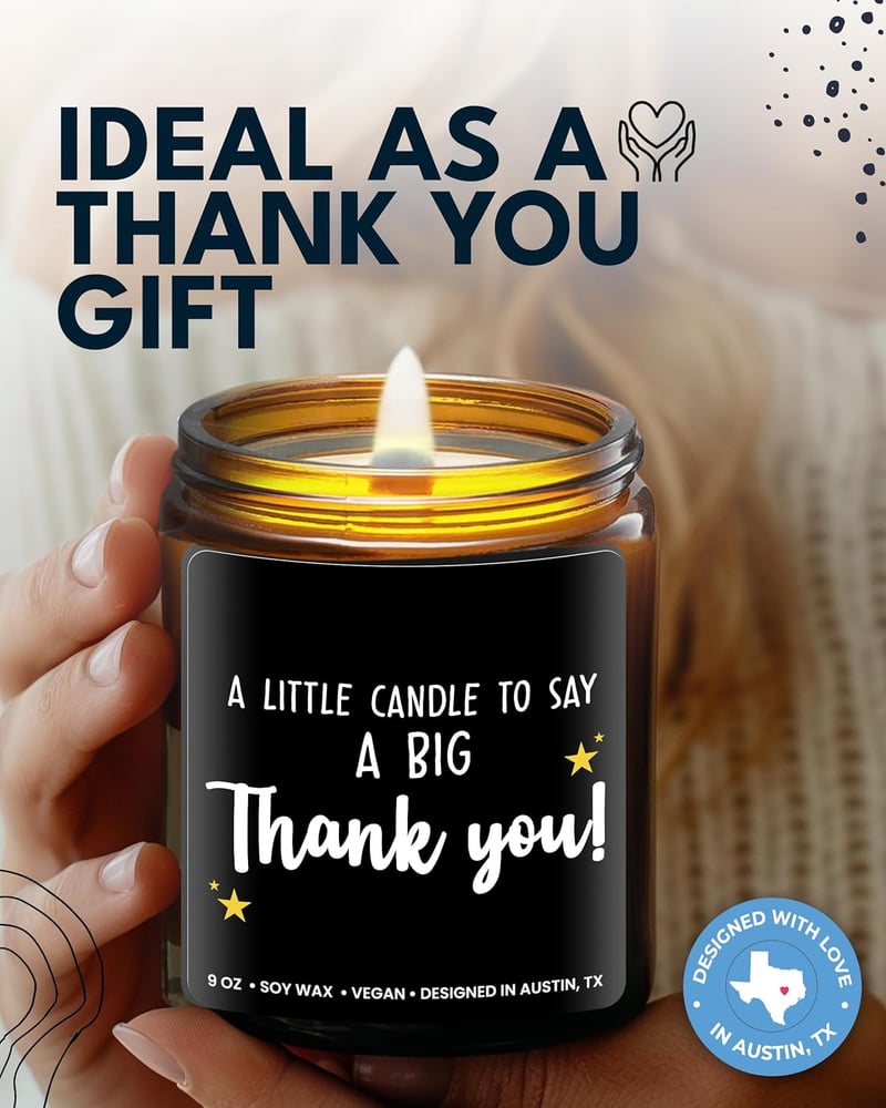 Thank You Candle - Unique Appreciation Gift for Women & Men
