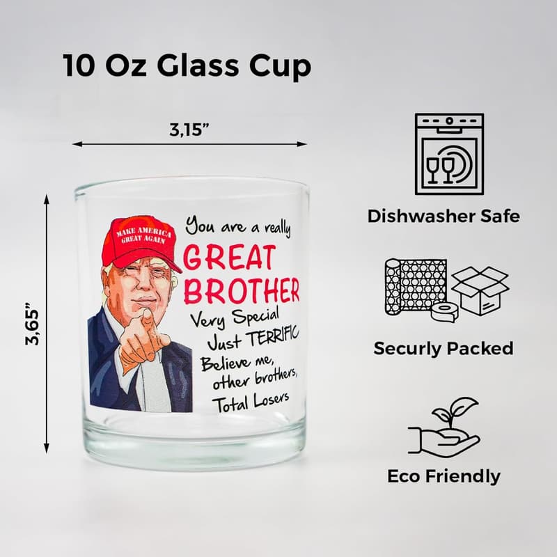 Funny Brother Rock Glass - Unique Gift for Birthdays & Father's Day