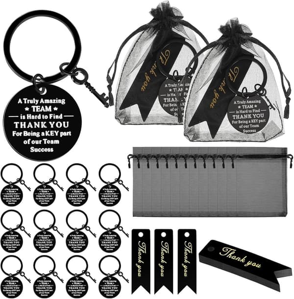 Employee Appreciation Keychain Gift Set with Thank You Cards