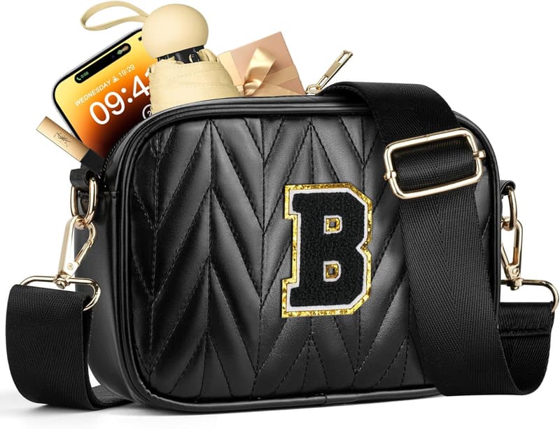 Christmas Gift: Small Quilted Leather Crossbody Bag for Women
