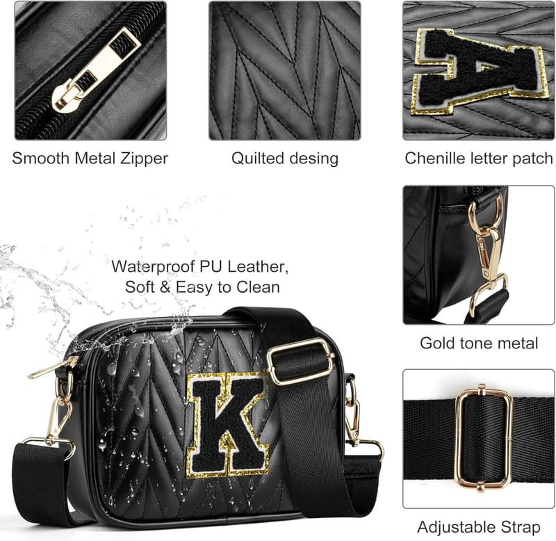 Christmas Gift: Small Quilted Leather Crossbody Bag for Women