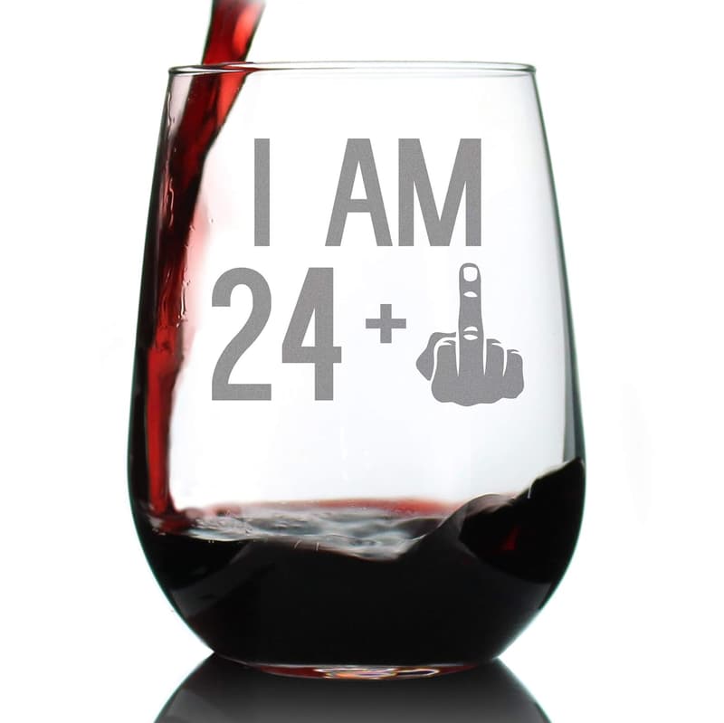 25th Birthday Stemless Wine Glass - Personalized Gift for Friends