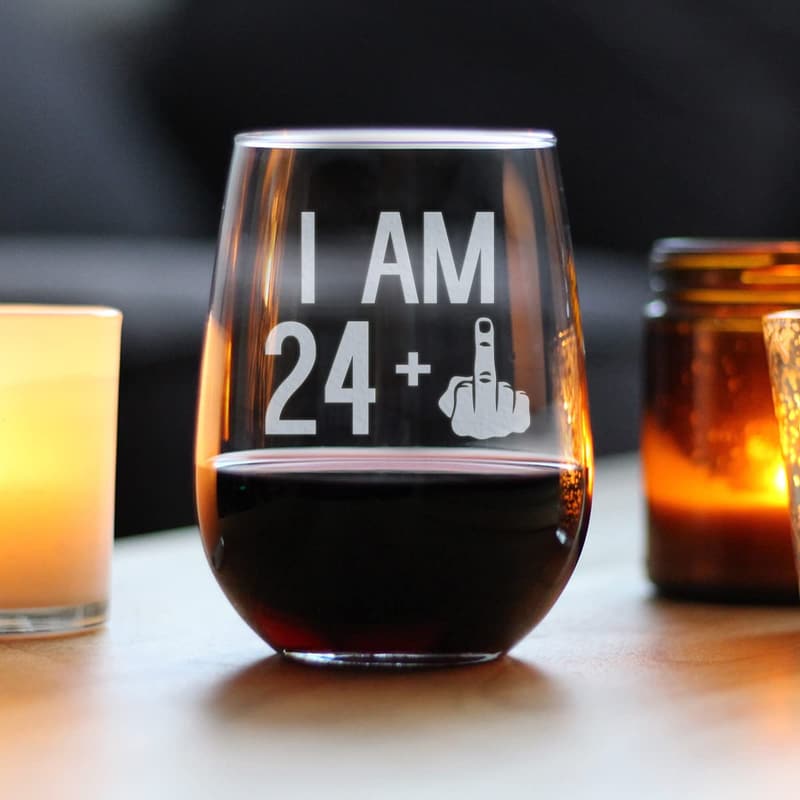 25th Birthday Stemless Wine Glass - Personalized Gift for Friends