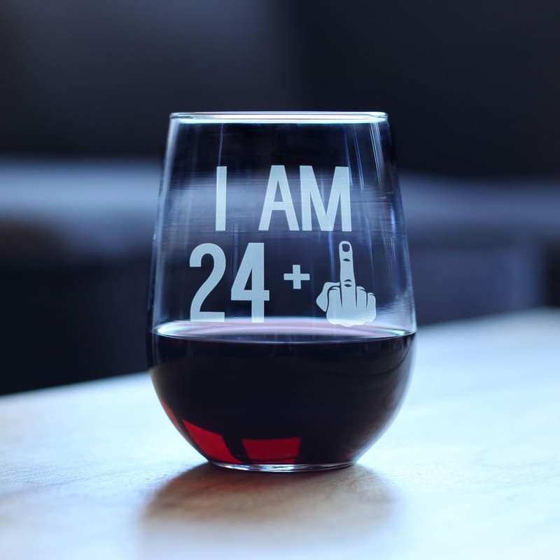 25th Birthday Stemless Wine Glass - Personalized Gift for Friends