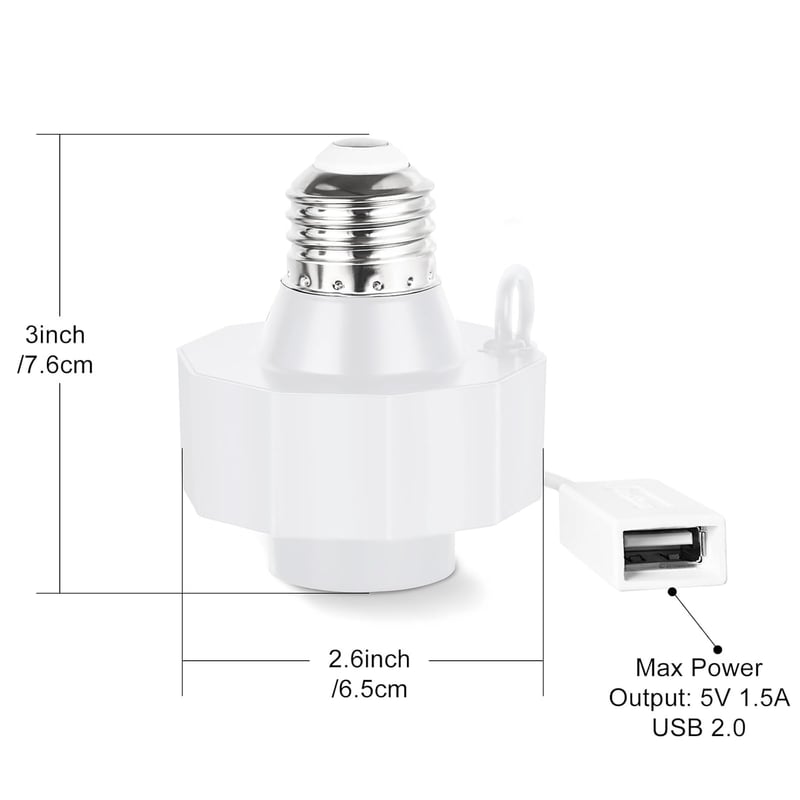 USB Light Socket Adapter for Smart Bulbs (2-Pack)