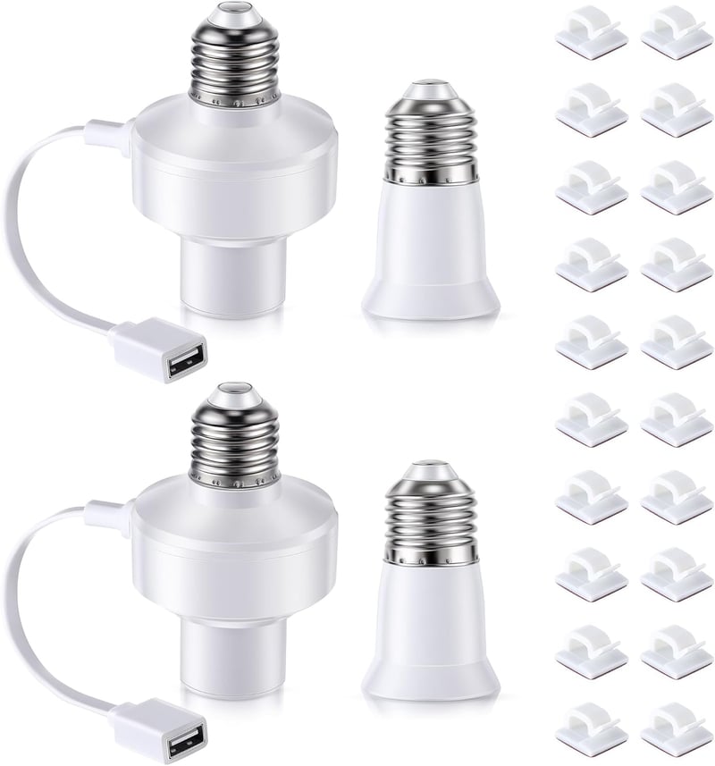 E26 USB Light Socket Adapter for Wyze Cameras (2-Pack)