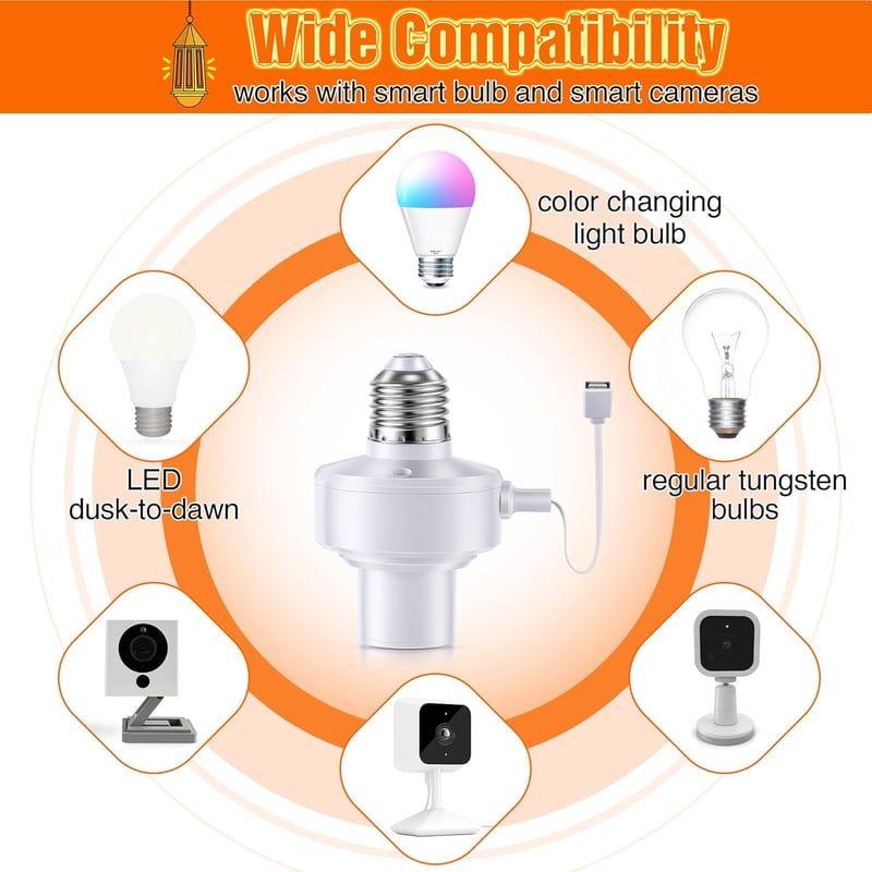 USB Light Socket Adapter for Wyze Cameras and Smart Bulbs