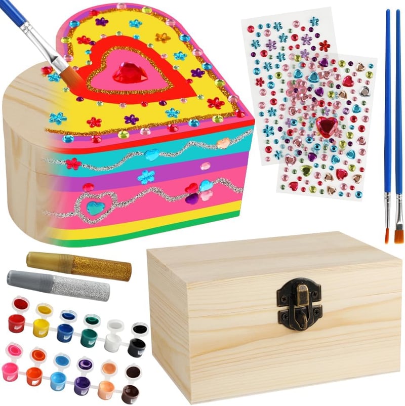 DIY Wooden Jewelry Box Painting Kit for Girls, Ages 4-12