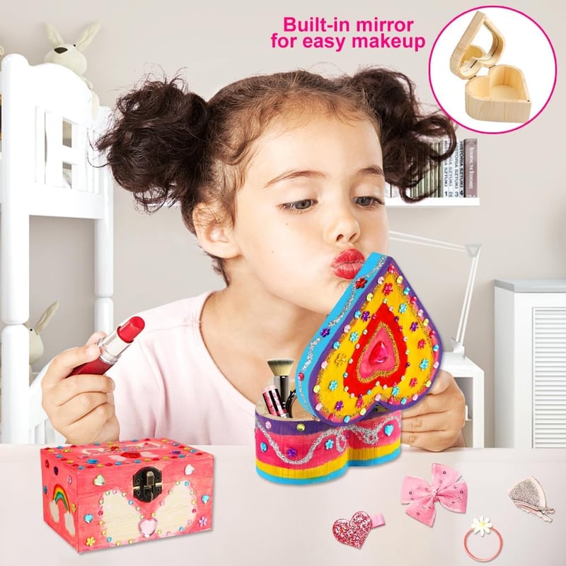 DIY Wooden Jewelry Box Painting Kit for Girls, Ages 4-12