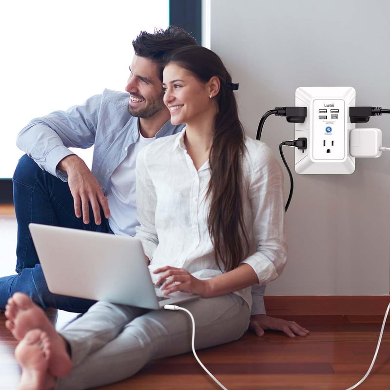 5-Outlet Surge Protector Power Strip with 4 USB Ports