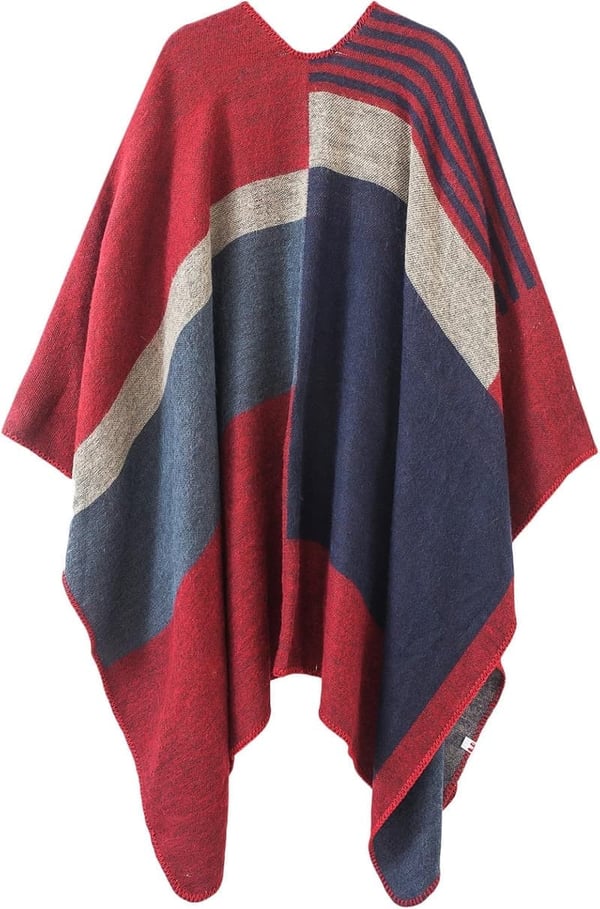 Color Block Poncho Cape for Women
