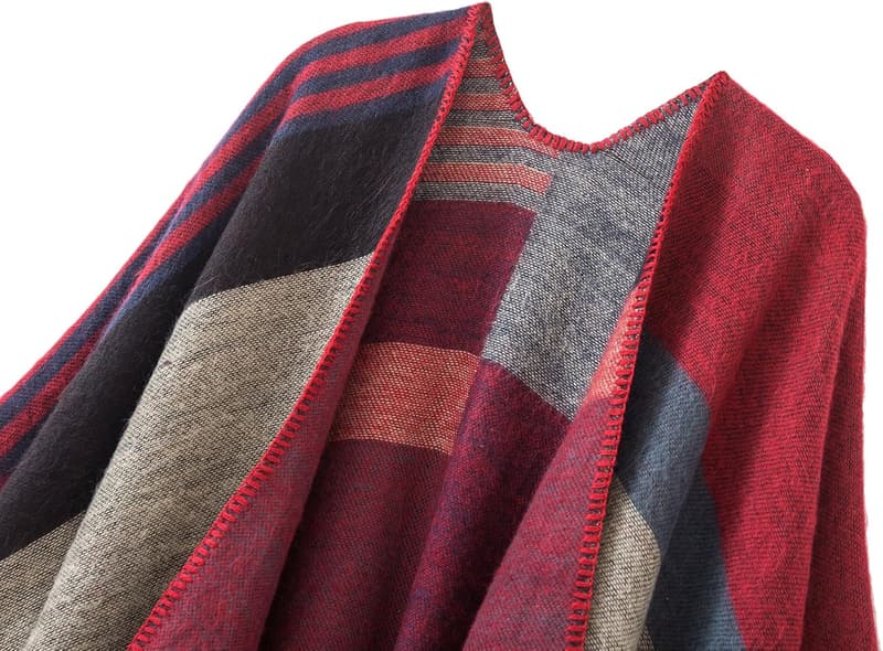 Color Block Poncho Cape for Women