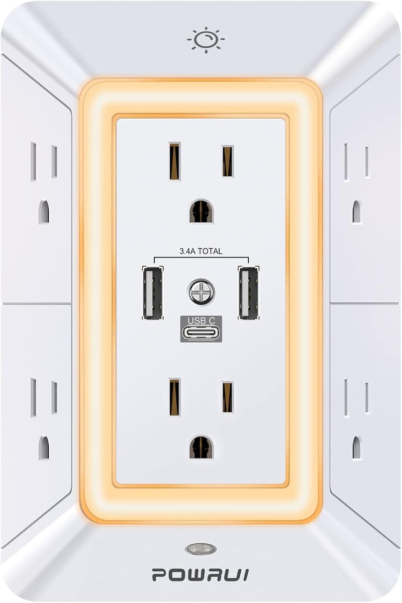 Surge Protector Power Strip with 6 Outlets & 3 USB Ports