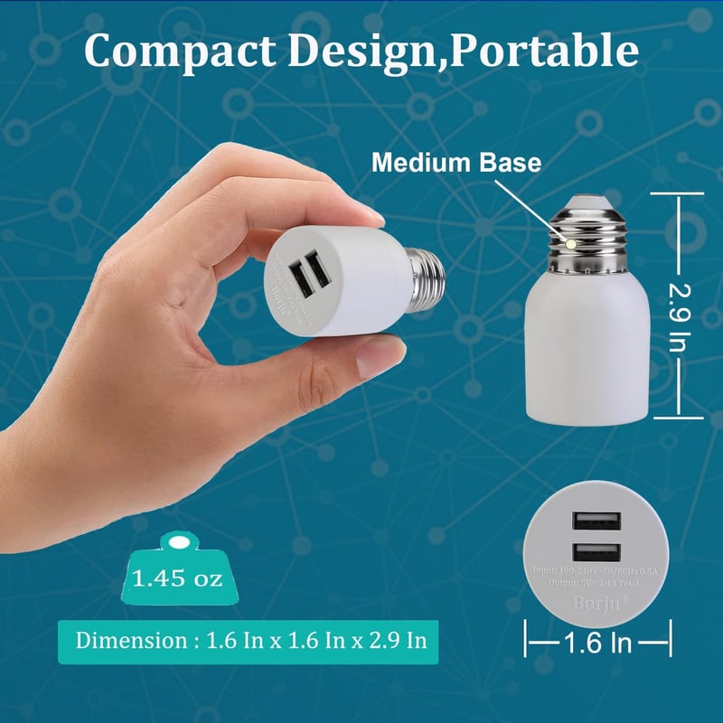 USB Dual Port Adapter for Decorative Lights & Security Devices