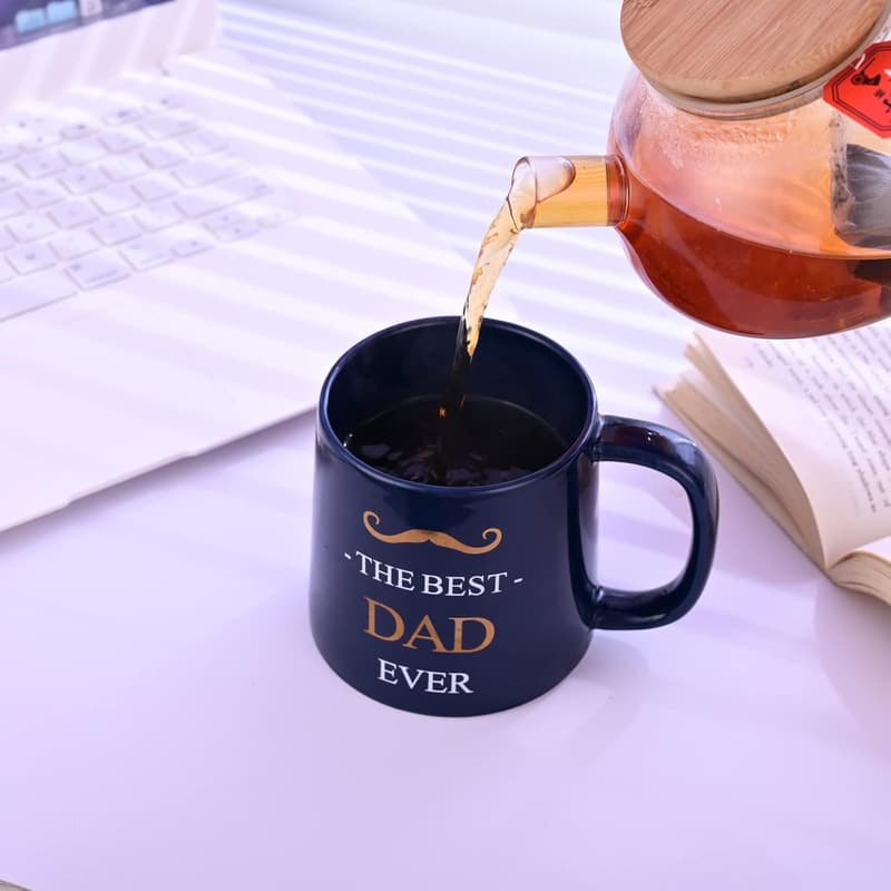 Deep Blue 16 oz Ceramic Coffee Mug - Unique Gift for Dad