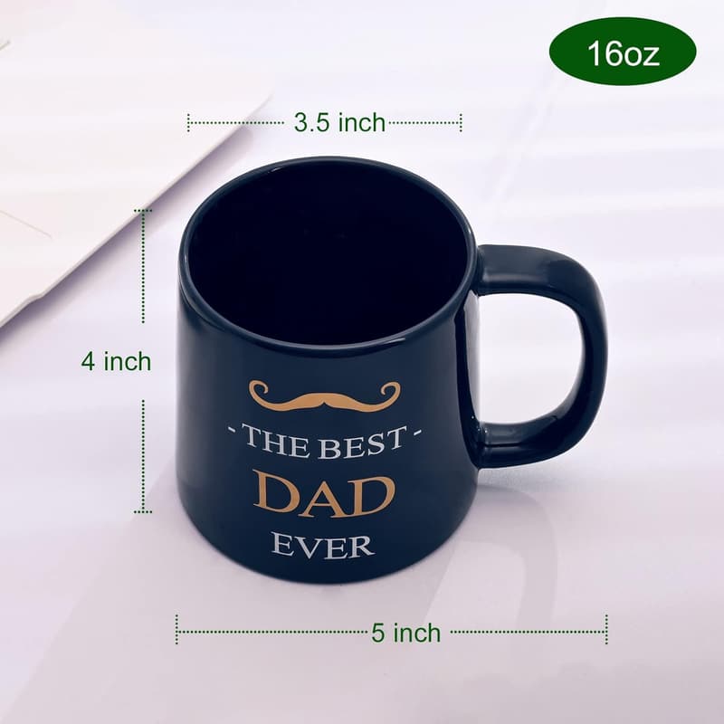 Deep Blue 16 oz Ceramic Coffee Mug - Unique Gift for Dad