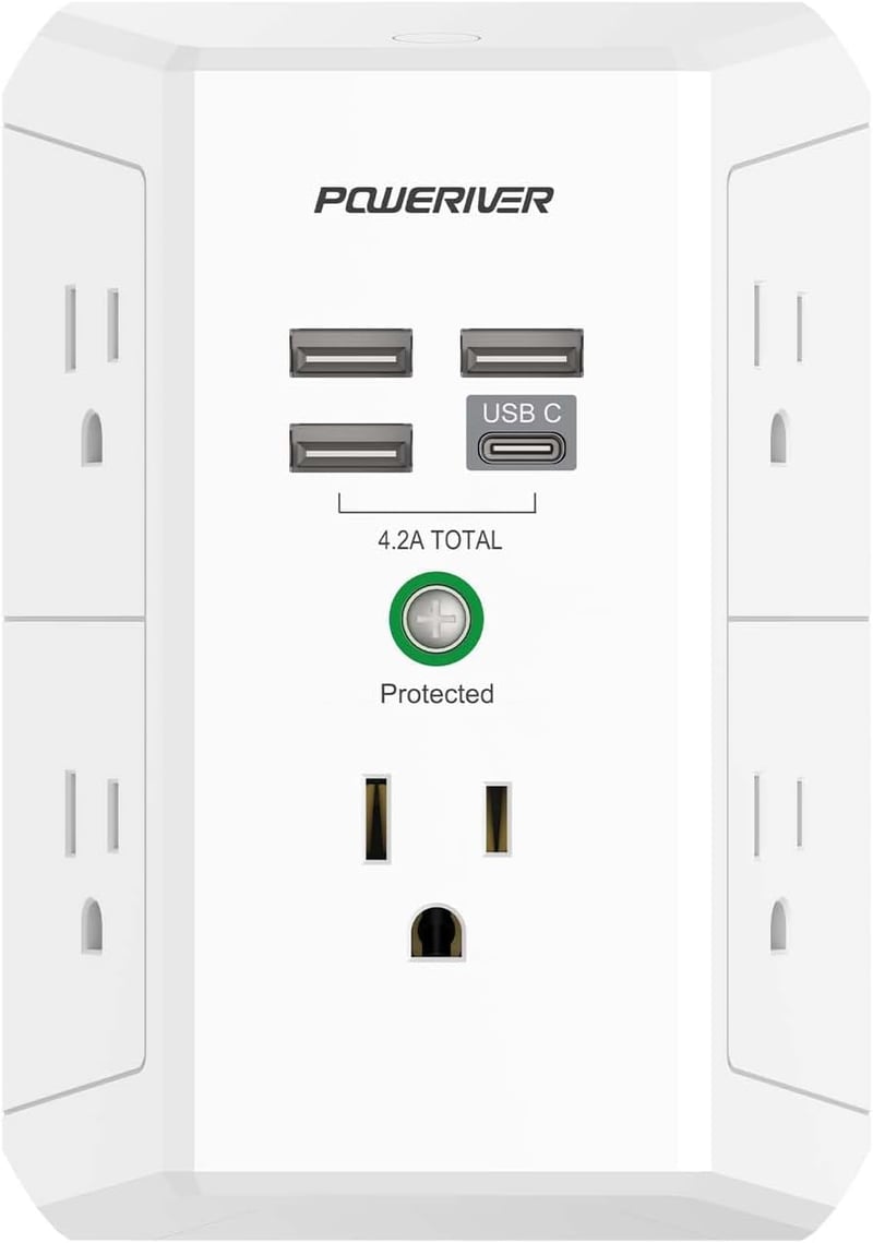 4-Outlet Surge Protector with 4 USB Ports - ETL Listed
