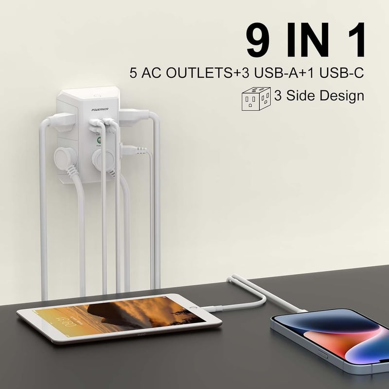 4-Outlet Surge Protector with 4 USB Ports - ETL Listed