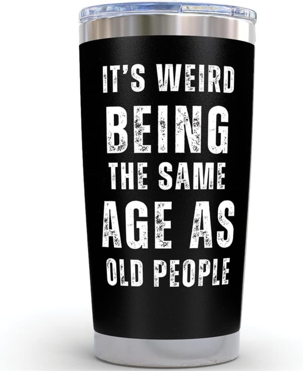 Funny 60th Birthday Tumbler for Men - Unique Black Stainless Steel