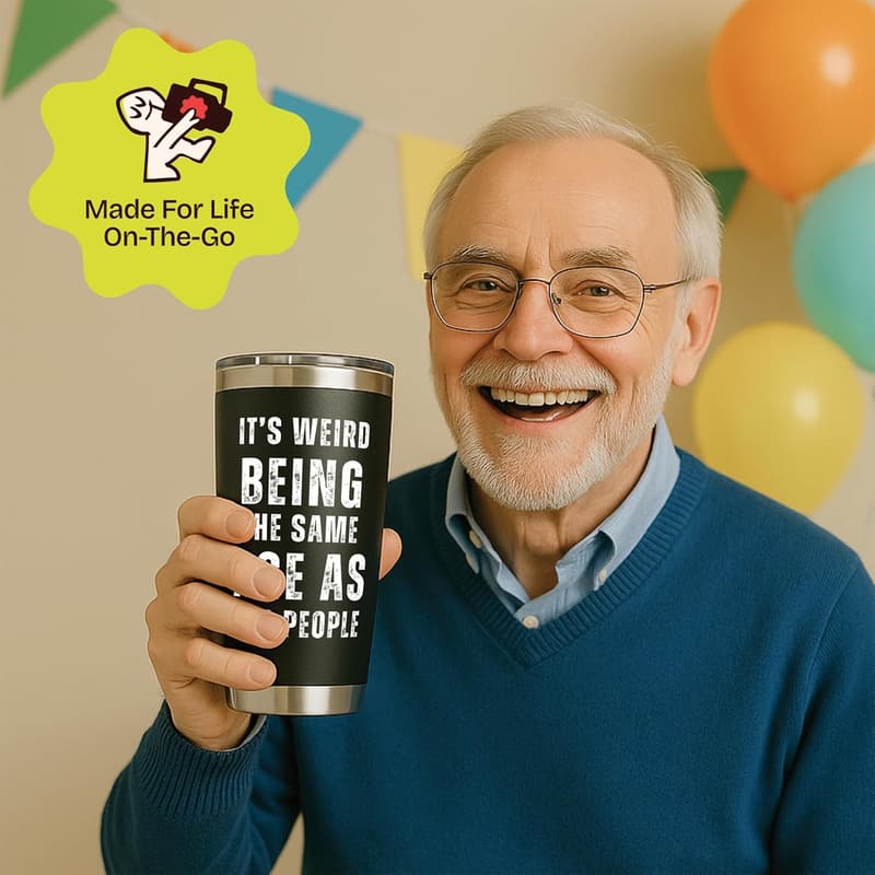 Funny 60th Birthday Tumbler for Men - Unique Black Stainless Steel