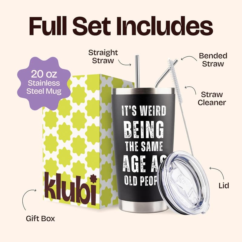 Funny 60th Birthday Tumbler for Men - Unique Black Stainless Steel