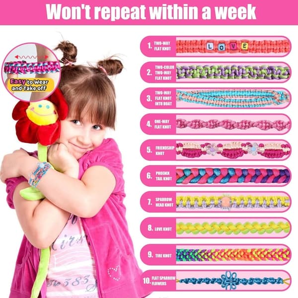 Friendship Bracelet Making Kit for Girls Age 8-12 - DIY Craft Set
