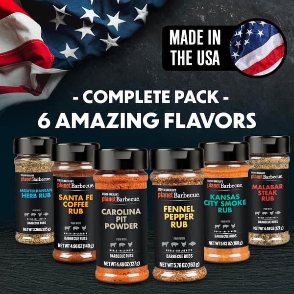 Gourmet BBQ Rubs & Spices Gift Box – 6 Pack Grilling Set for Men