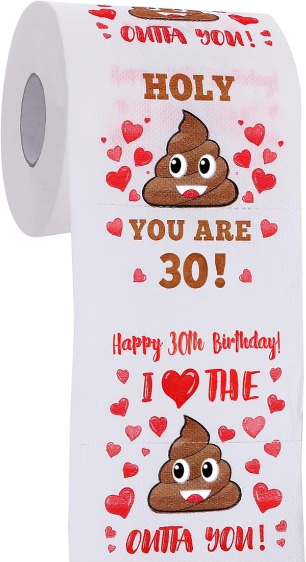 30th Birthday Prank Toilet Paper - Funny Gag Gift for Adults