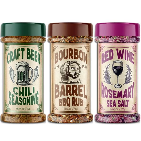 Bourbon Barrel BBQ Rub Gift Set - Unique Spices for Men
