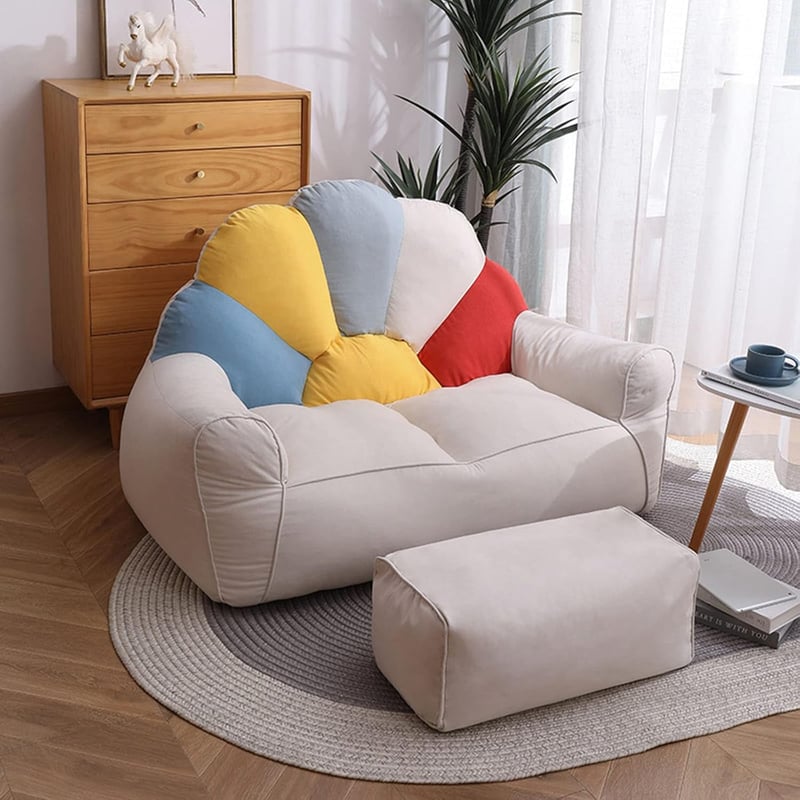 Snorlax Bean Bag Chair Cover with Foot Stool for Teens & Adults