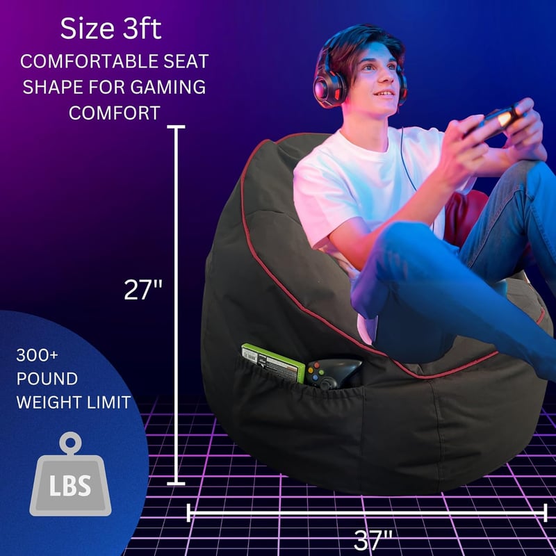 Gaming Bean Bag Chair Cover - Durable Waterproof for Teens & Adults