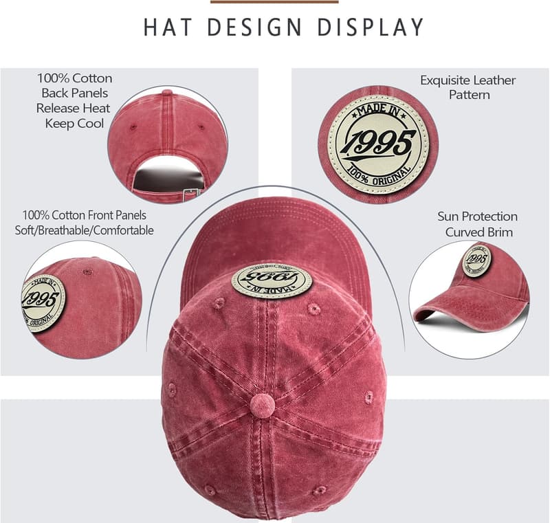 30th Birthday Vintage Cotton Baseball Cap for Men & Women