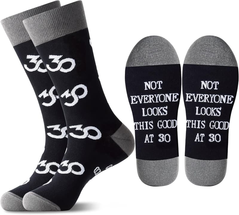 Men's Birthday Gift: Black Crew Cotton Socks (30th-70th)