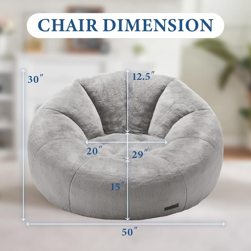 Large Grey Bean Bag Chair for Adults – Comfy & Spacious