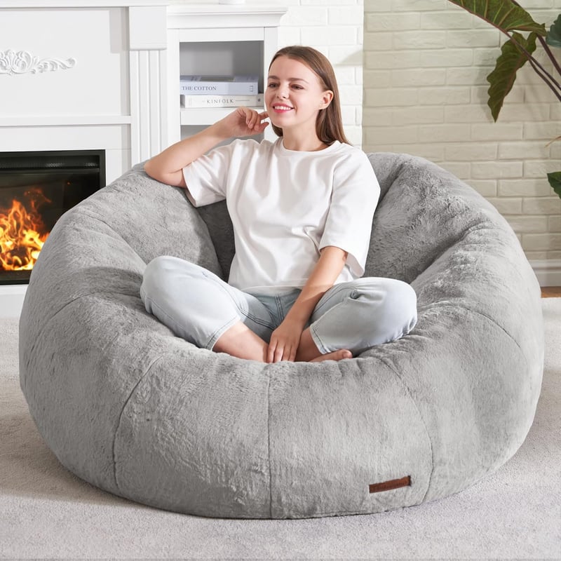 Large Grey Bean Bag Chair for Adults – Comfy & Spacious