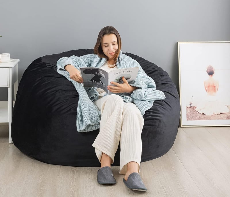 Memory Foam Bean Bag Chair for Adults - 3 ft, Black